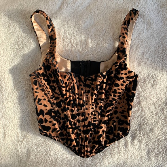 House of CB Other - HOUSE OF CB/ Jacqueline Velvet Leopard Stretch Corset Bustier Top